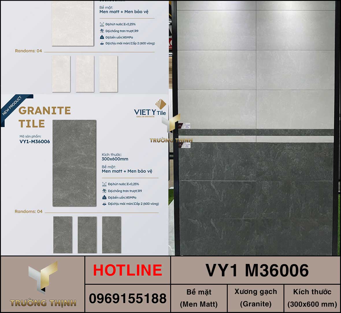 Gạch ốp lát 300x600 Việt Ý VY1 M36006 ảnh thực tê đang được trưng bày tại showroom