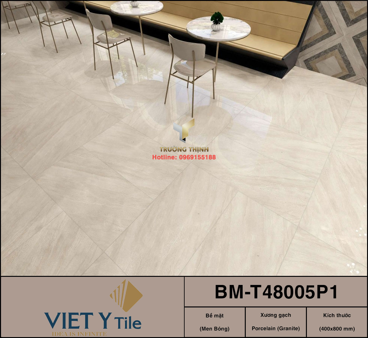Gạch Granite Việt Ý BM-T48005P1 400x800 - Men Bóng Màu Kem Cao Cấp