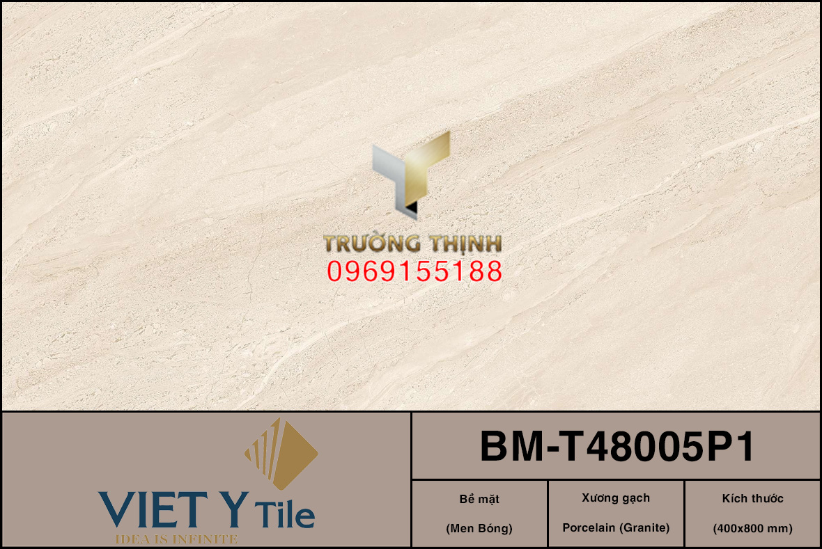 Gạch granite men bóng màu kem 400x800 Việt Ý BM-T48005P1 – Đẳng cấp cho không gian hiện đại