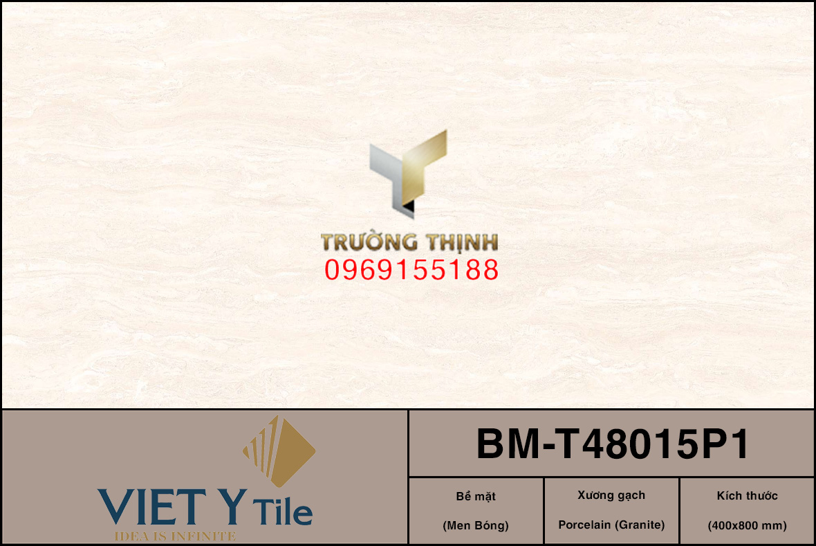 Gạch granite vân đá Travertine màu kem 400x800 Việt Ý BM-T48015P1: Đẳng cấp cho không gian hiện đại