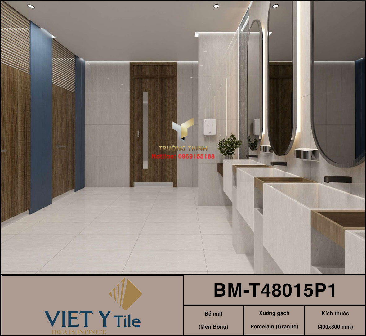 Gạch granite vân đá Travertine màu kem 400x800 Việt Ý BM-T48015P1: Đẳng cấp cho không gian hiện đại