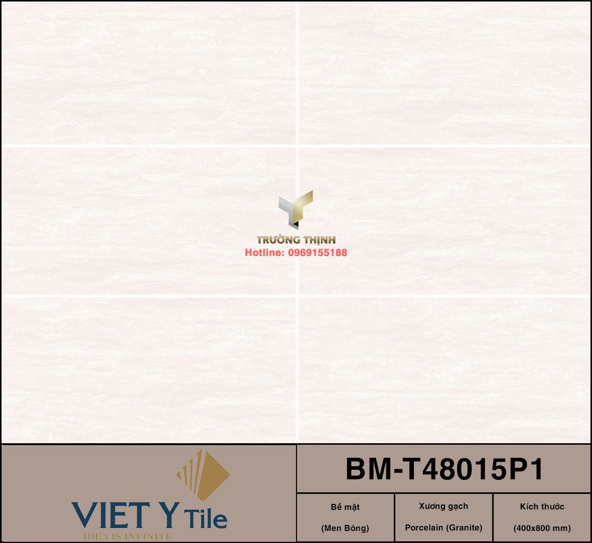 Gạch granite vân đá Travertine màu kem 400x800 Việt Ý BM-T48015P1: Đẳng cấp cho không gian hiện đại