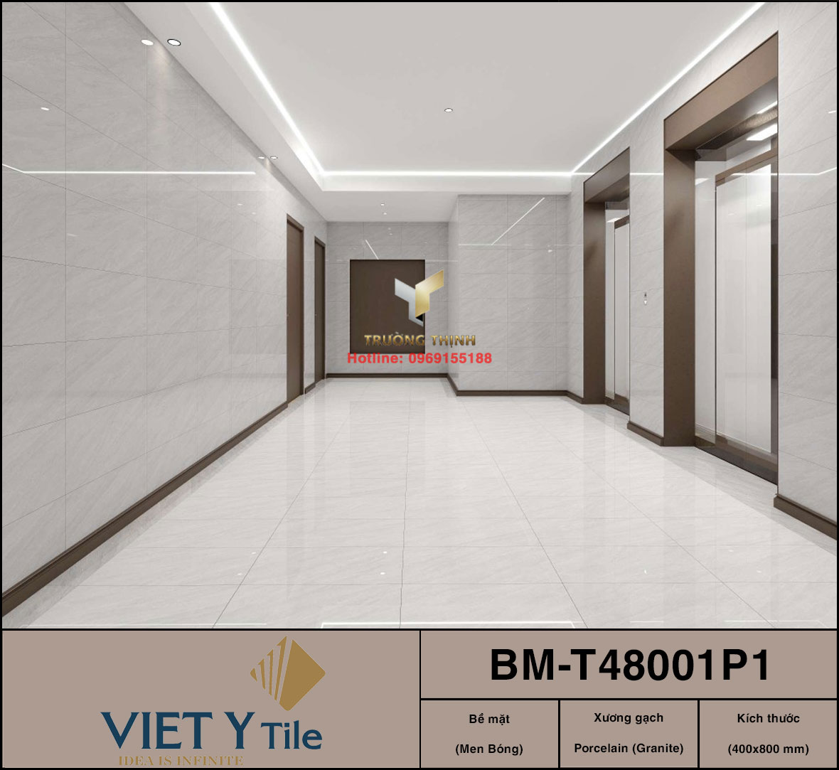 Gạch granite màu ghi sáng 400x800 Việt Ý BM-T48001P1 | Trường Thịnh