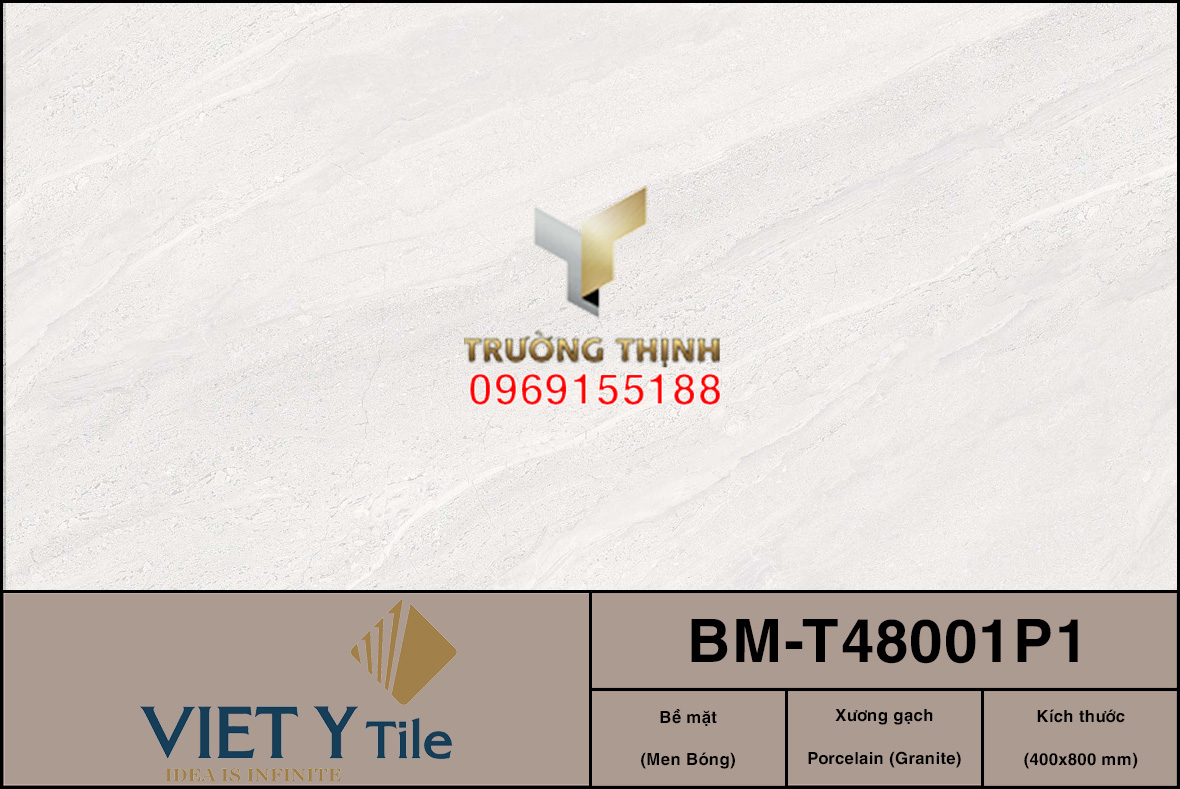 Gạch ốp lát granite màu ghi sáng 400x800 Việt Ý BM-T48001P1: Đẳng cấp tinh tế cho mọi công trình