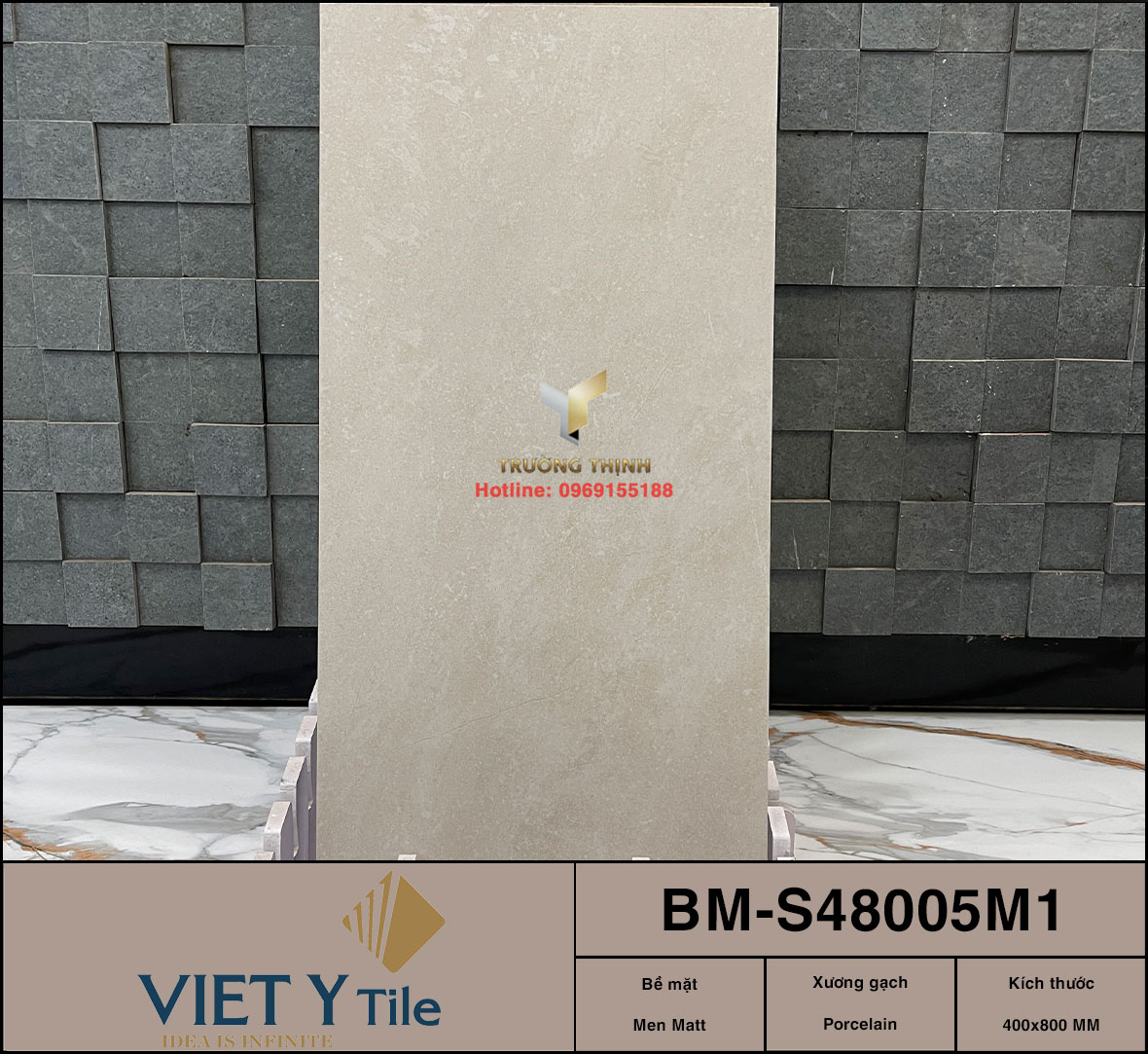 Gạch ốp lát granite men Matt màu kem 400x800 Việt Ý BM-S48005M1 giá tốt