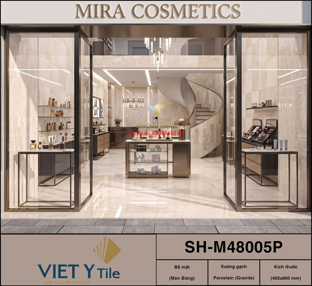 Gạch Granite Men Bóng 400x800 Việt Ý SH-M48005P Màu Be Cao Cấp