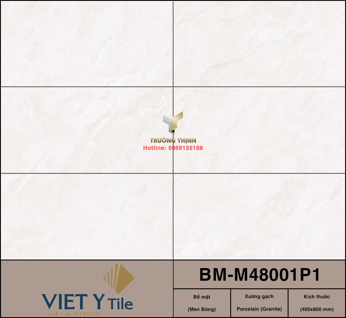 Gạch ốp lát granite vân đá Marble 400x800 Việt Ý BM-M48001P1: Đỉnh cao sang trọng cho không gian sống