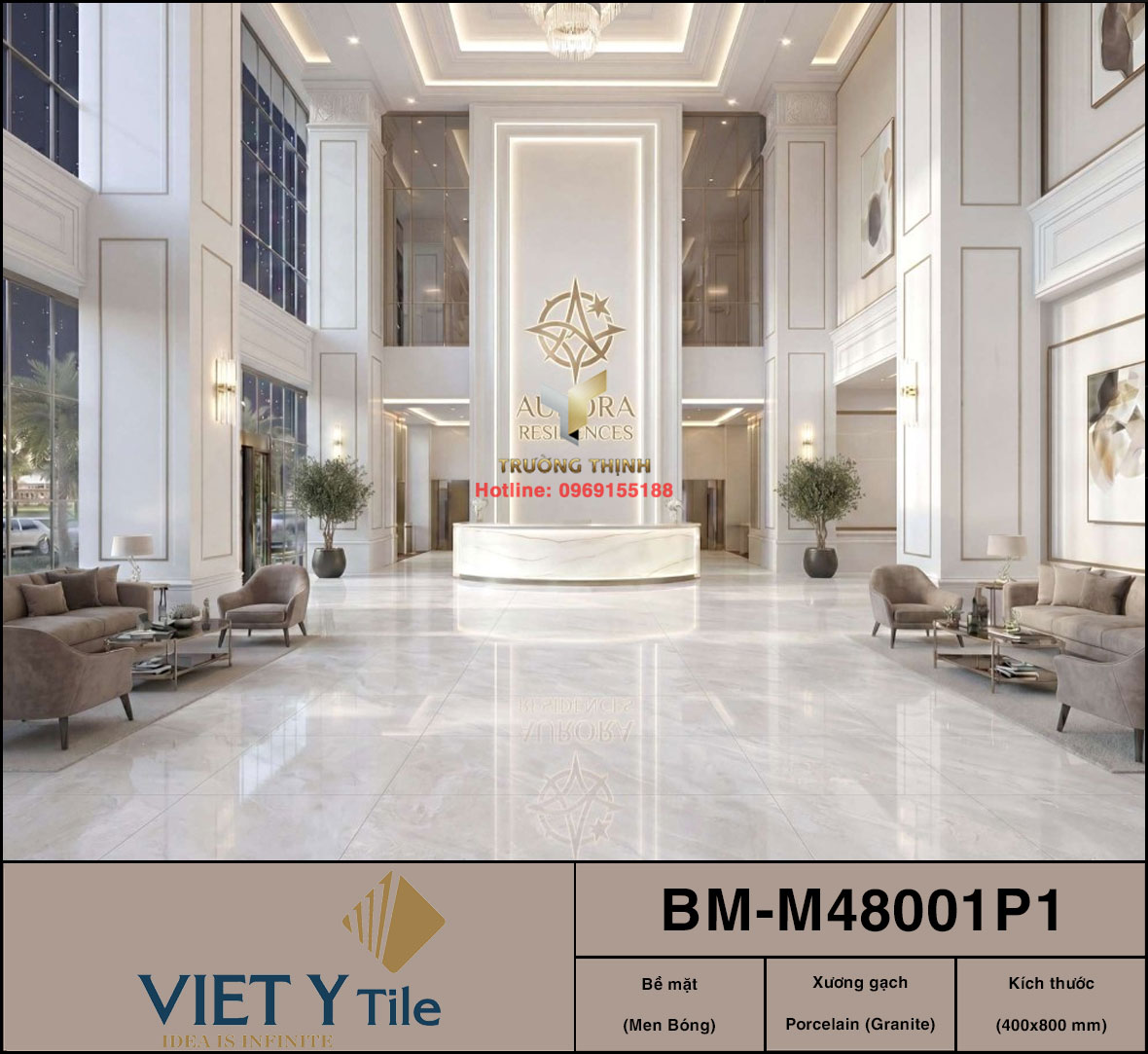Gạch Granite Vân Đá Marble 400x800 Việt Ý BM-M48001P1 Cao Cấp