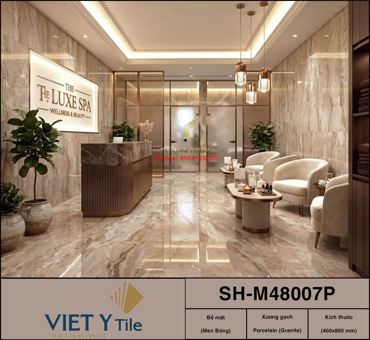 Gạch ốp lát granite vân đá Marble 400x800 Việt Ý SH-M48007P cao cấp