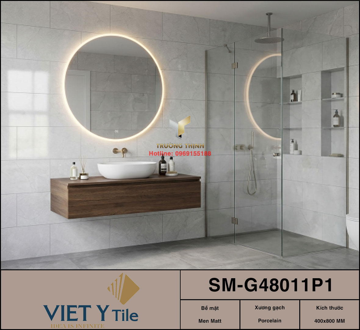 Gạch ốp lát granite màu ghi 400x800 Việt Ý SM-G48011P1 – Bền Đẹp & Sang Trọng