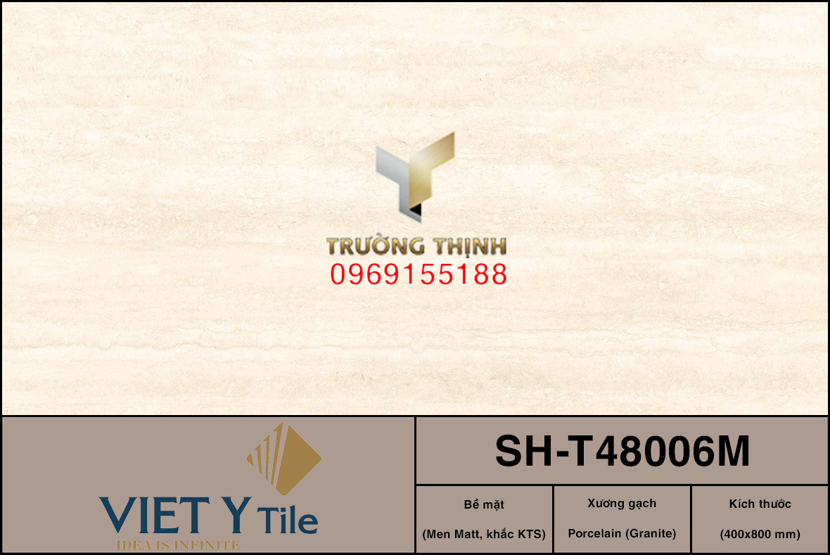 Gạch Ốp Lát Men Matt Vân Đá Travertine 400x800 Việt Ý SH-T48006M - Bền Đẹp