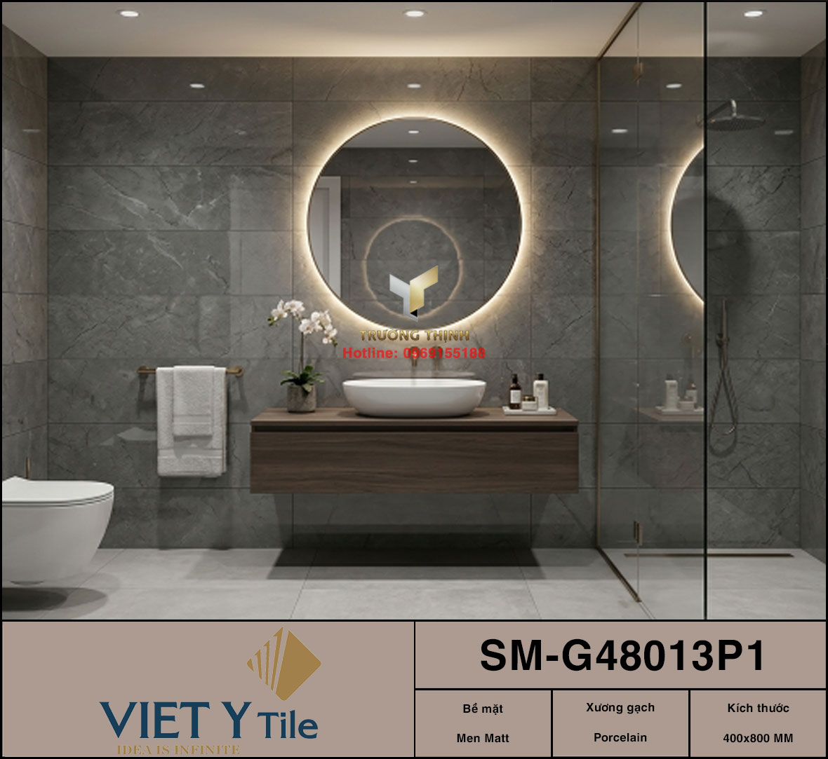 Gạch Ốp Lát Men Khô Màu Xám 400x800 Việt Ý SM-G48013P1 Giá Tốt