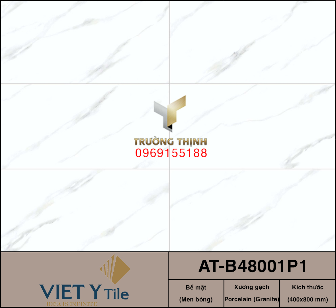 Gạch ốp lát trắng khói vân mây 400x800 Việt Ý AT-B48001P1: Đỉnh cao sự tinh tế