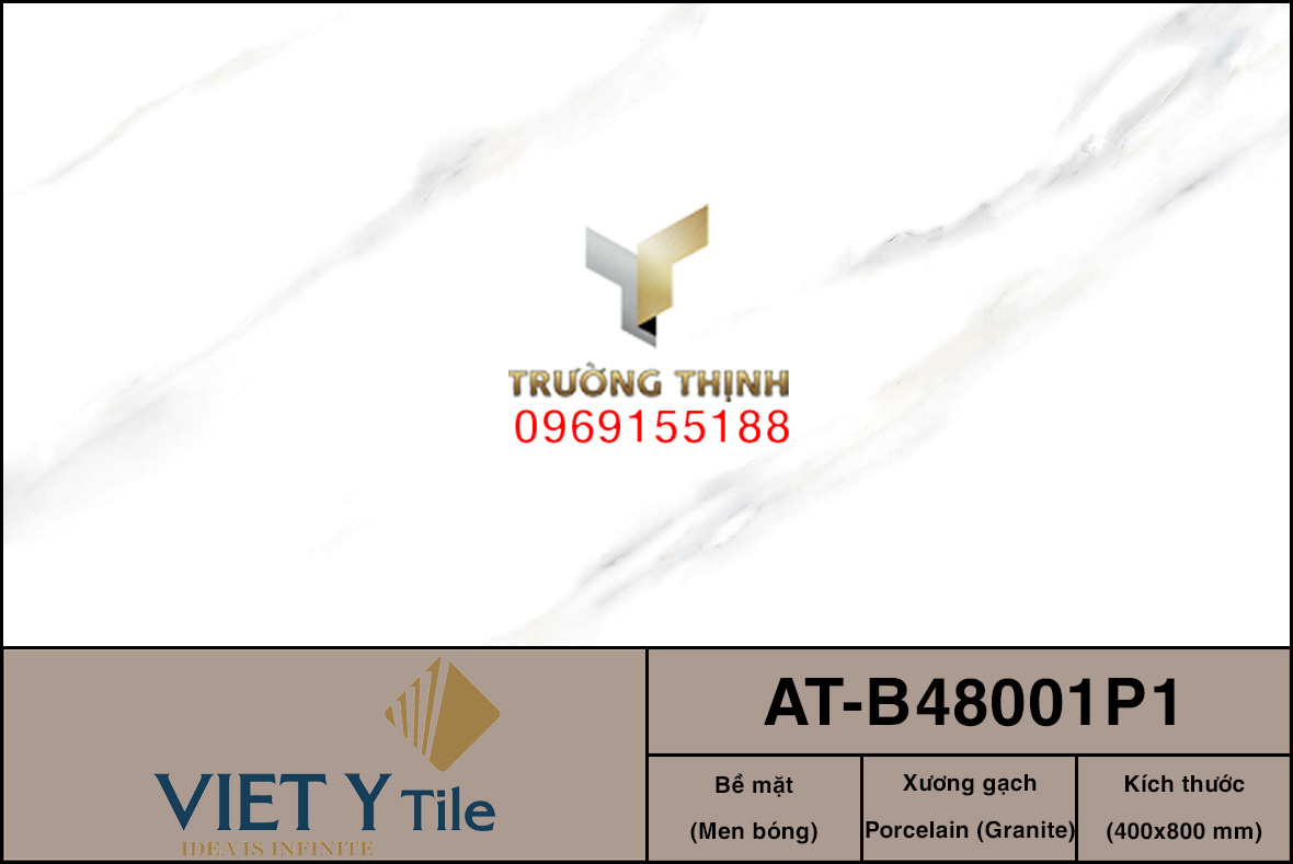 Gạch ốp lát trắng khói vân mây 400x800 Việt Ý AT-B48001P1: Đỉnh cao sự tinh tế
