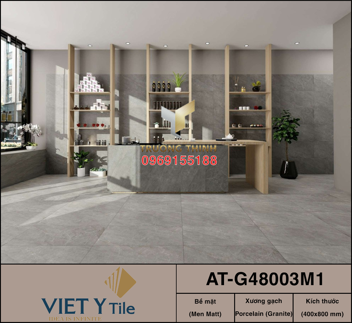 Gạch ốp lát Việt Ý AT-G48003M1 400x800 - Vân đá Marble xám sang trọng