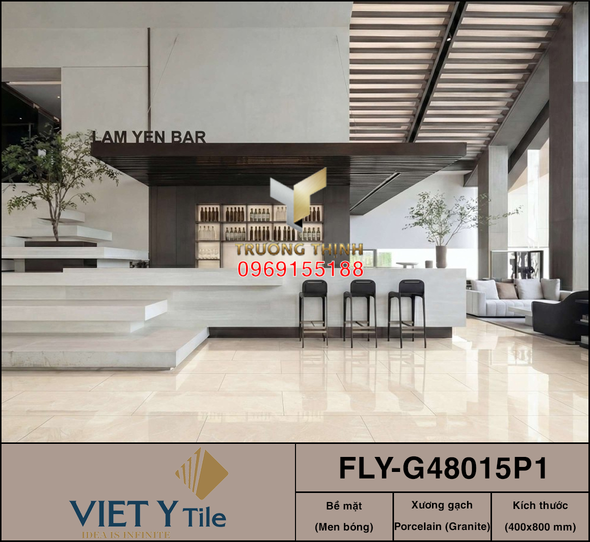 Gạch ốp tường giả đá màu kem 400x800 Việt Ý FLY-G48015P1 giá tốt