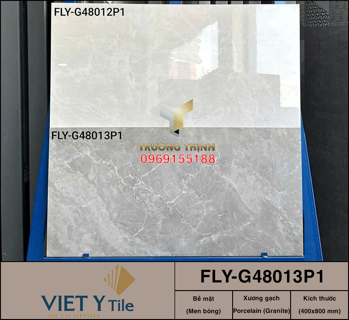 Gạch ốp tường granite màu xám 400x800 Việt Ý FLY-G48013P1 – Đẳng cấp từ Bộ sưu tập Lam Yến