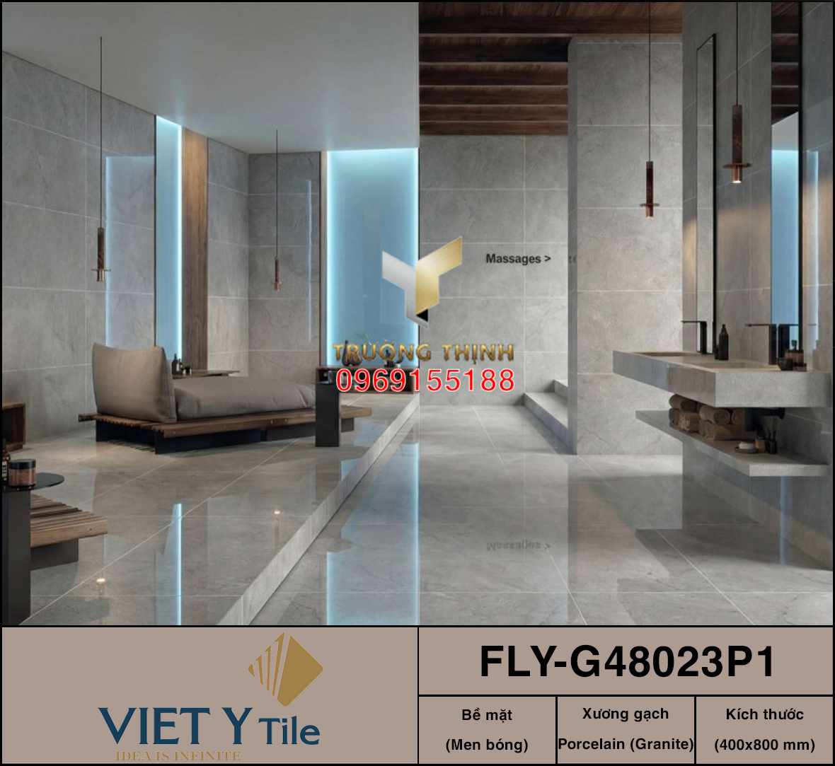Gạch ốp tường granite vân đá 400x800 Việt Ý FLY-G48023P1 - Trường Thịnh