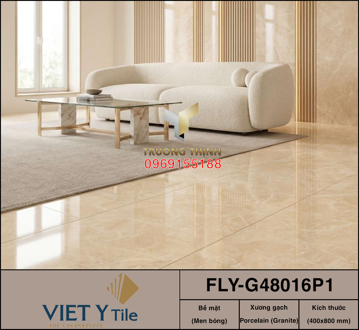 Gạch ốp tường Việt Ý FLY-G48016P1 400x800 vân đá vàng chanh giá tốt