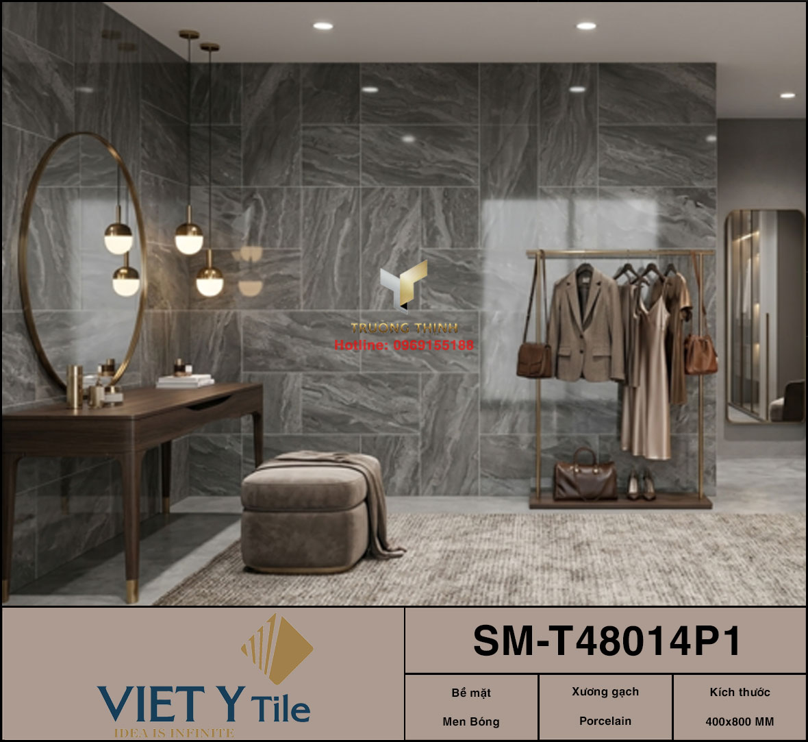 Gạch vân đá Marble bóng kiếng 400x800 Việt Ý SM-T48014P1: Đỉnh cao của sự sang trọng và bền bỉ