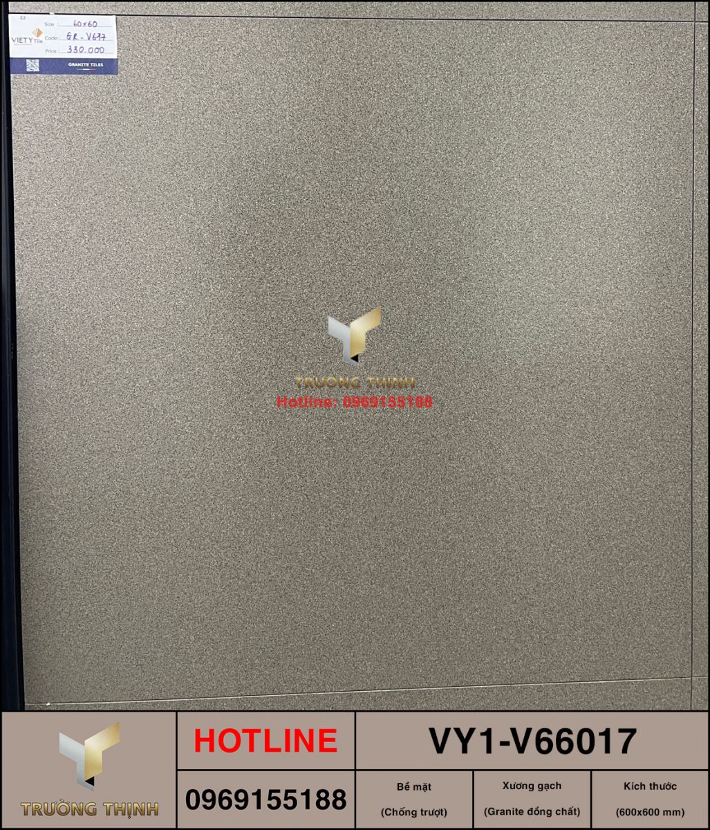 Gạch granite đồng chất 600x600 Việt Ý Nam Định VY1-V66017