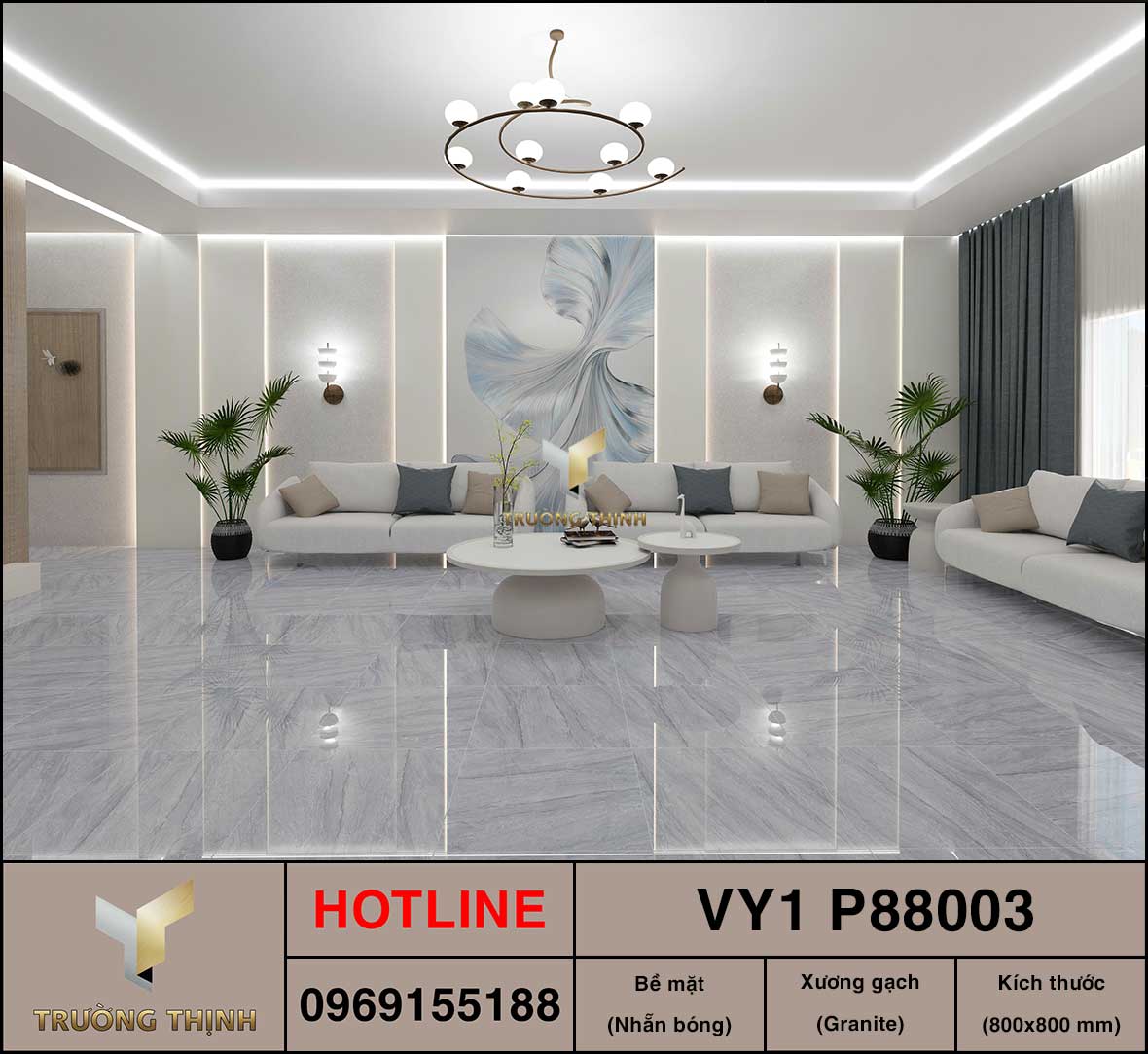 Gạch granite vân đá 800x800 Việt Ý VY1 P88003 cao cấp