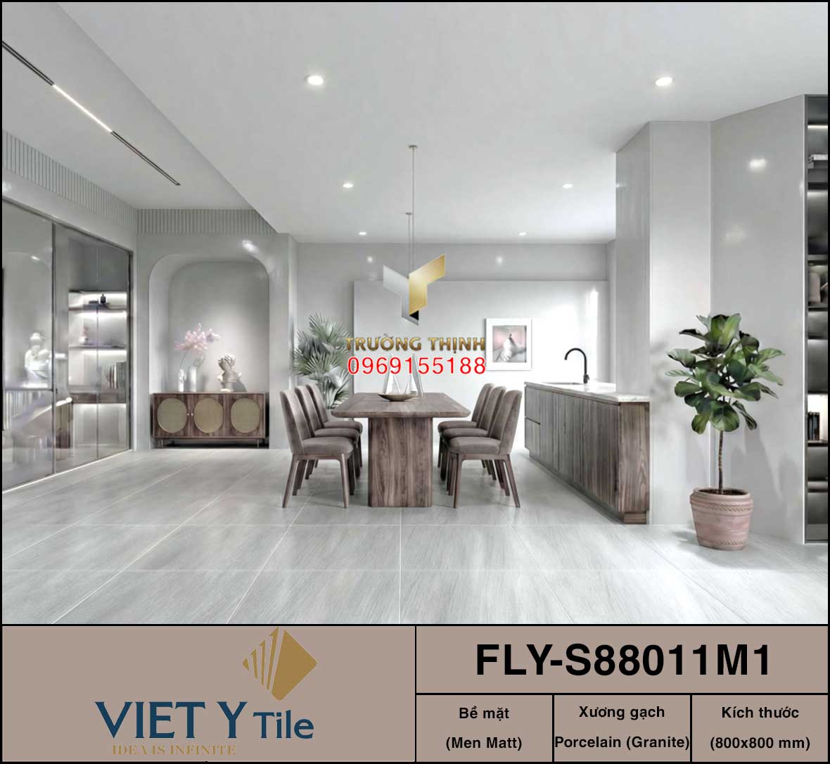 Gạch lát nền granite chống trơn 800x800 Việt Ý FLY-S88011M1 Cao Cấp