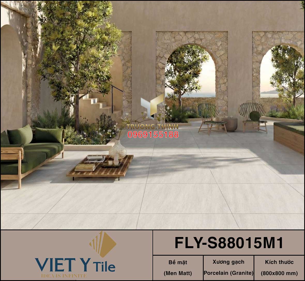 Gạch lát nền granite men Matt 800x800 Việt Ý Lam Yến FLY-S88015M1