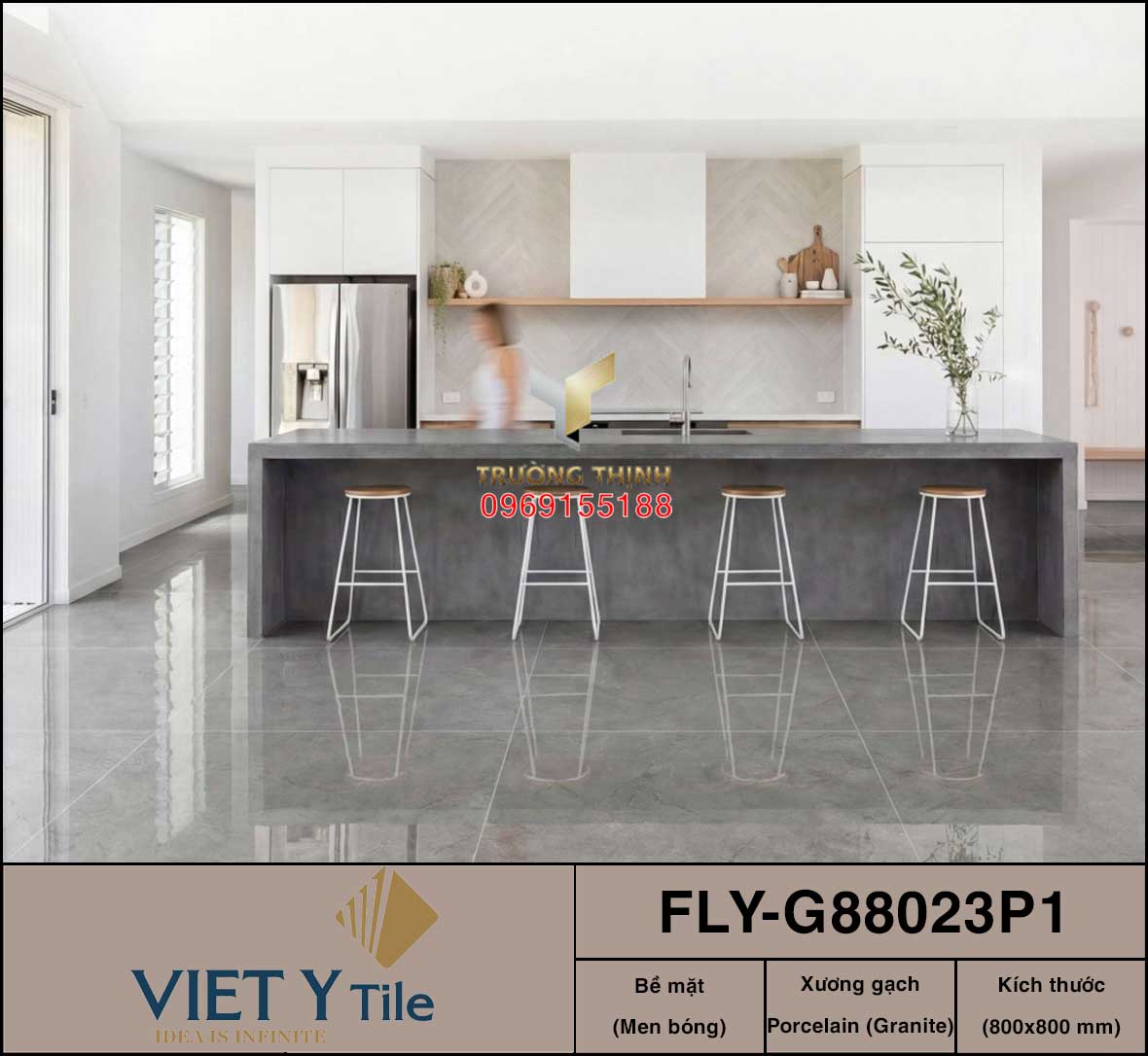 Gạch lát nền granite men bóng 800x800 Việt Ý FLY-G88023P1: Sự tinh tế trong từng đường nét