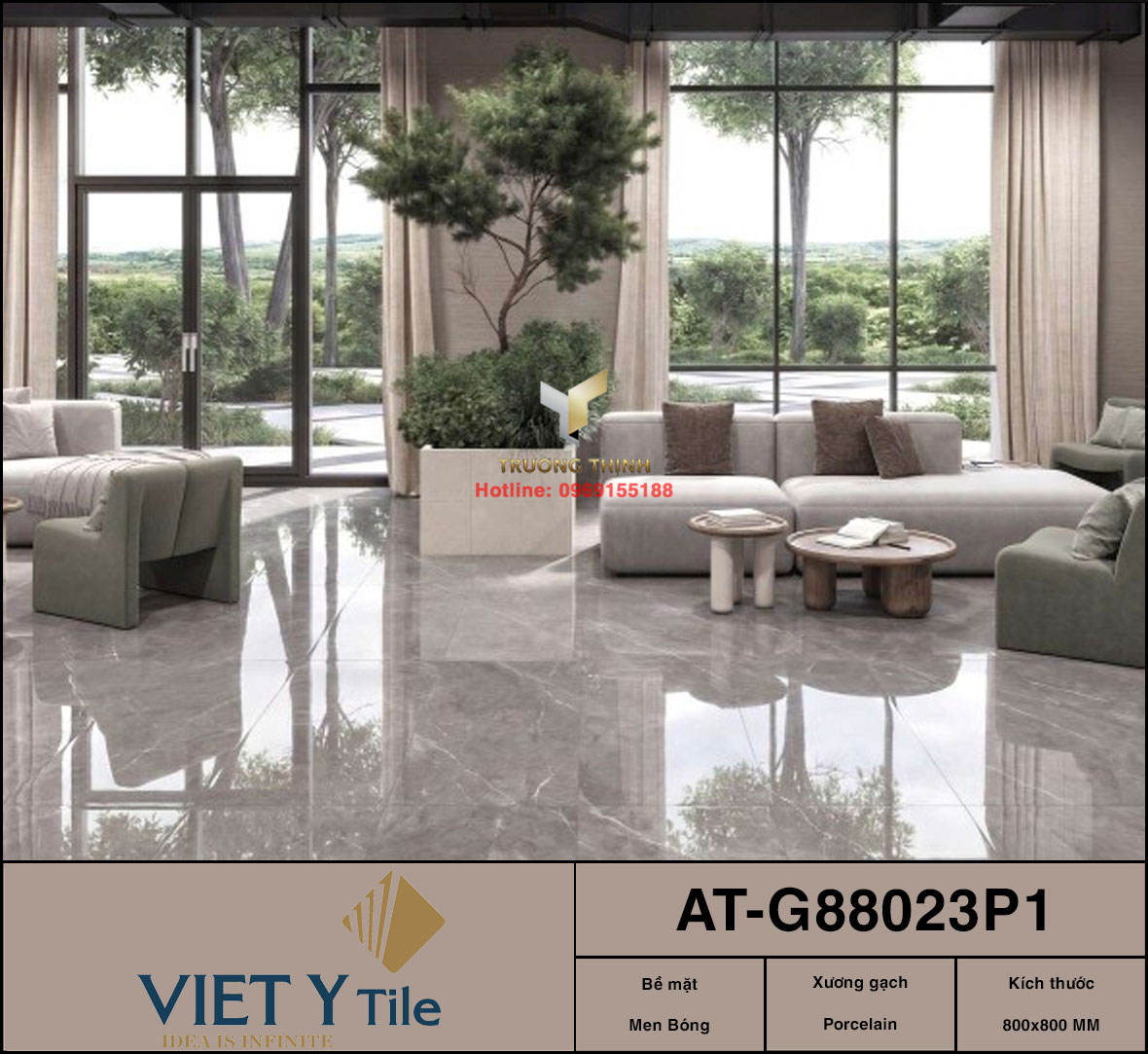 Gạch lát nền granite giả đá 800x800 Việt Ý AT-G88023P1 - Sang trọng & Đẳng cấp