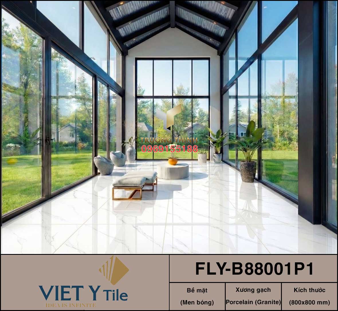 Gạch Lát Nền Granite Trắng Vân Mây 800x800 Việt Ý FLY-B88001P1 Giá Tốt