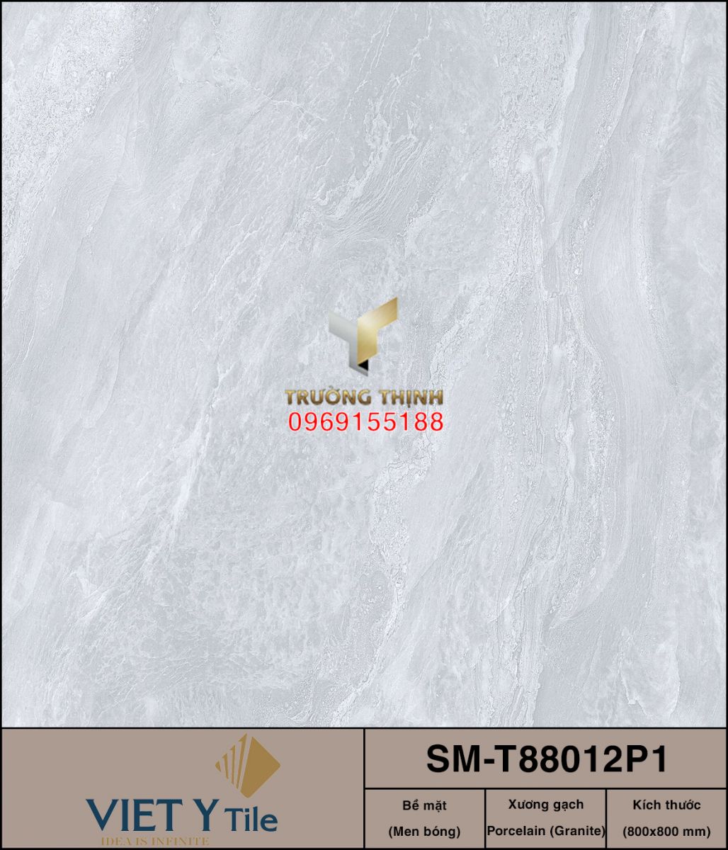 Gạch lát nền Granite vân đá màu ghi 800x800 Việt Ý SM-T88012P1: Lựa chọn hoàn hảo cho không gian sang trọng