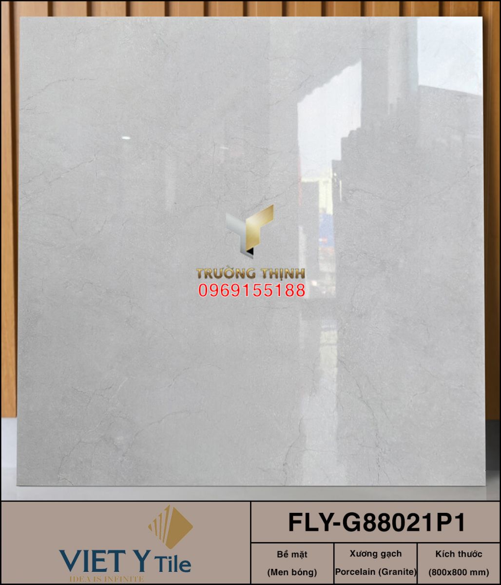 Gạch lát nền men bóng màu ghi sáng 800x800 Việt Ý FLY-G88021P1: Đỉnh cao sang trọng cho mọi không gian