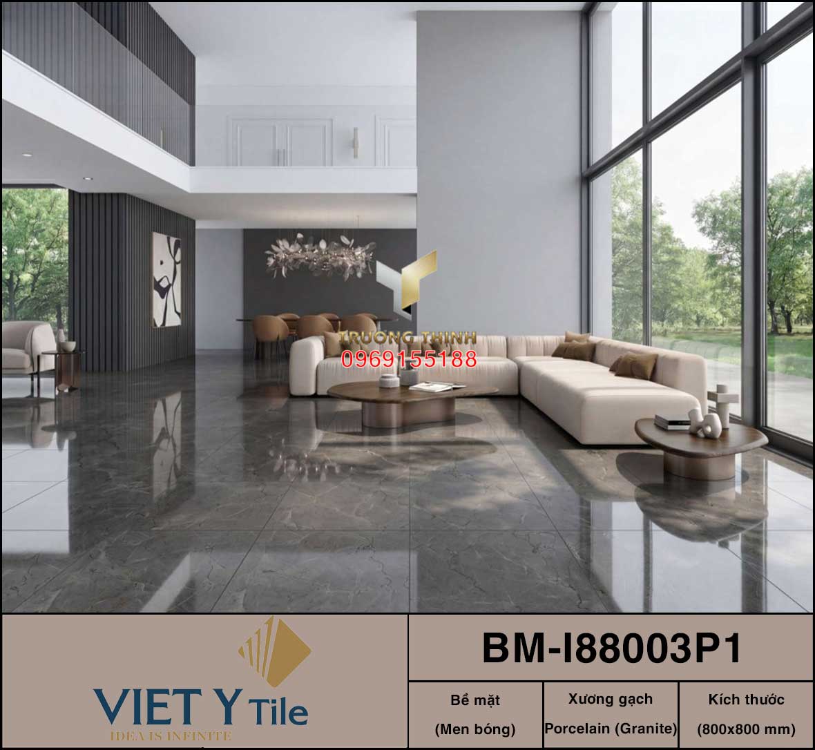 Gạch lát nền men bóng vân đá Inovy 800x800 Việt Ý BM-I88003P1 - Trường Thịnh