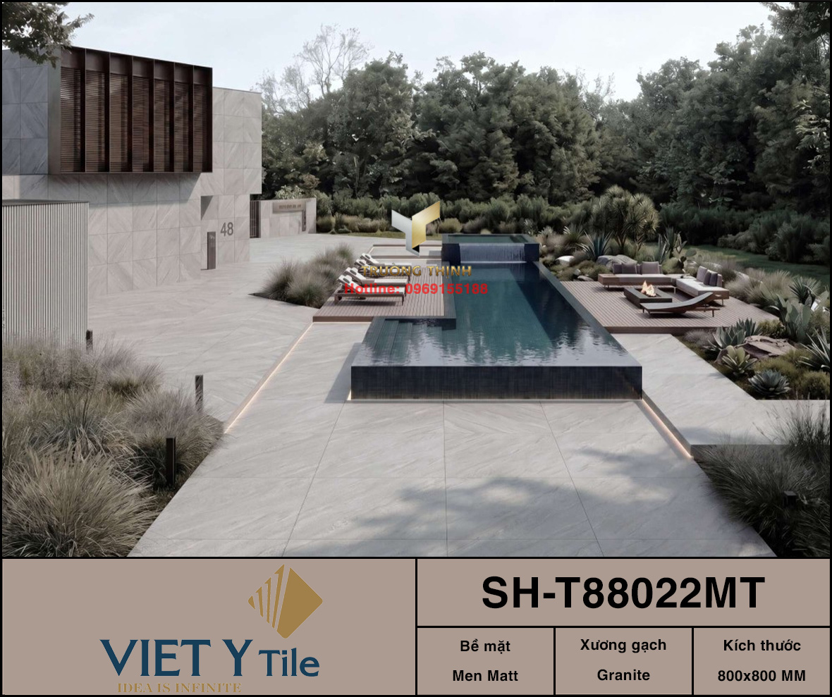 Gạch lát nền men Matt vân đá Travertine 800x800 Việt Ý SH-T88022MT
