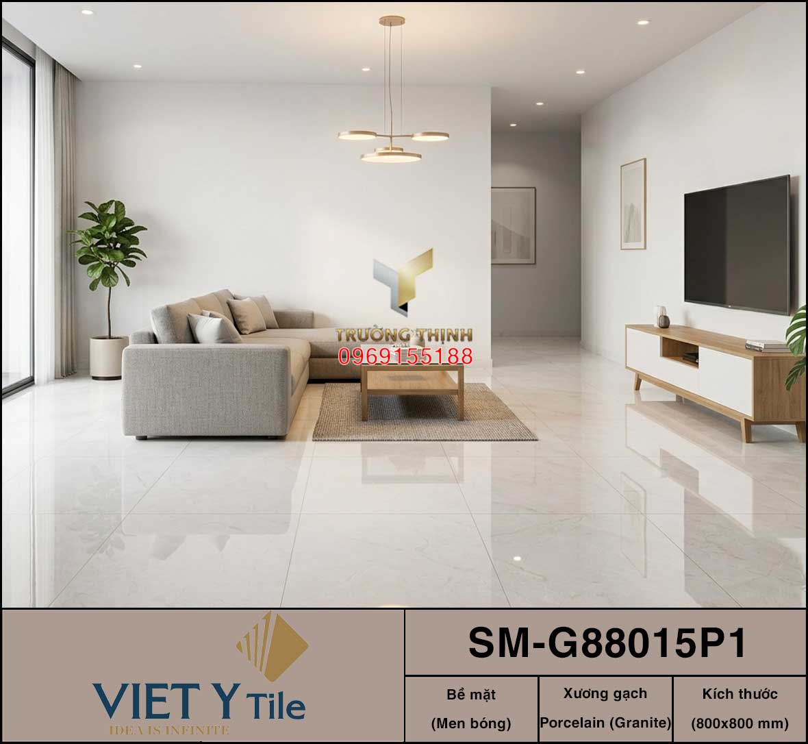 Gạch lát nền granite xương đá 800x800 Việt Ý SM-G88015P1 Cao Cấp