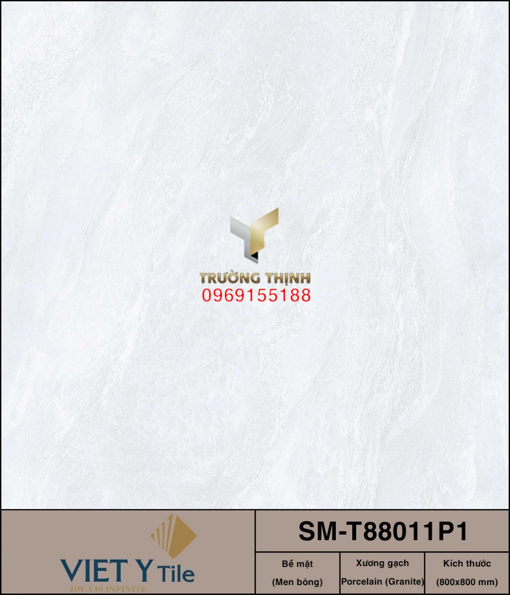 Gạch lát sàn Granite màu ghi sáng 800x800 Việt Ý SM-T88011P1: Vẻ đẹp đẳng cấp cho không gian hiện đại