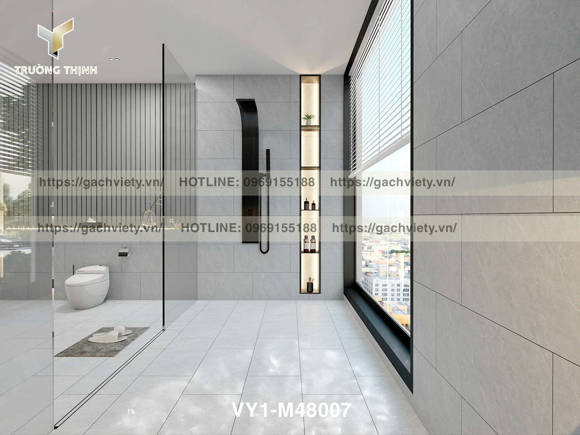 Mẫu gạch ốp lát phòng tắm Việt Ý chống trơn dễ vệ sinh 2026