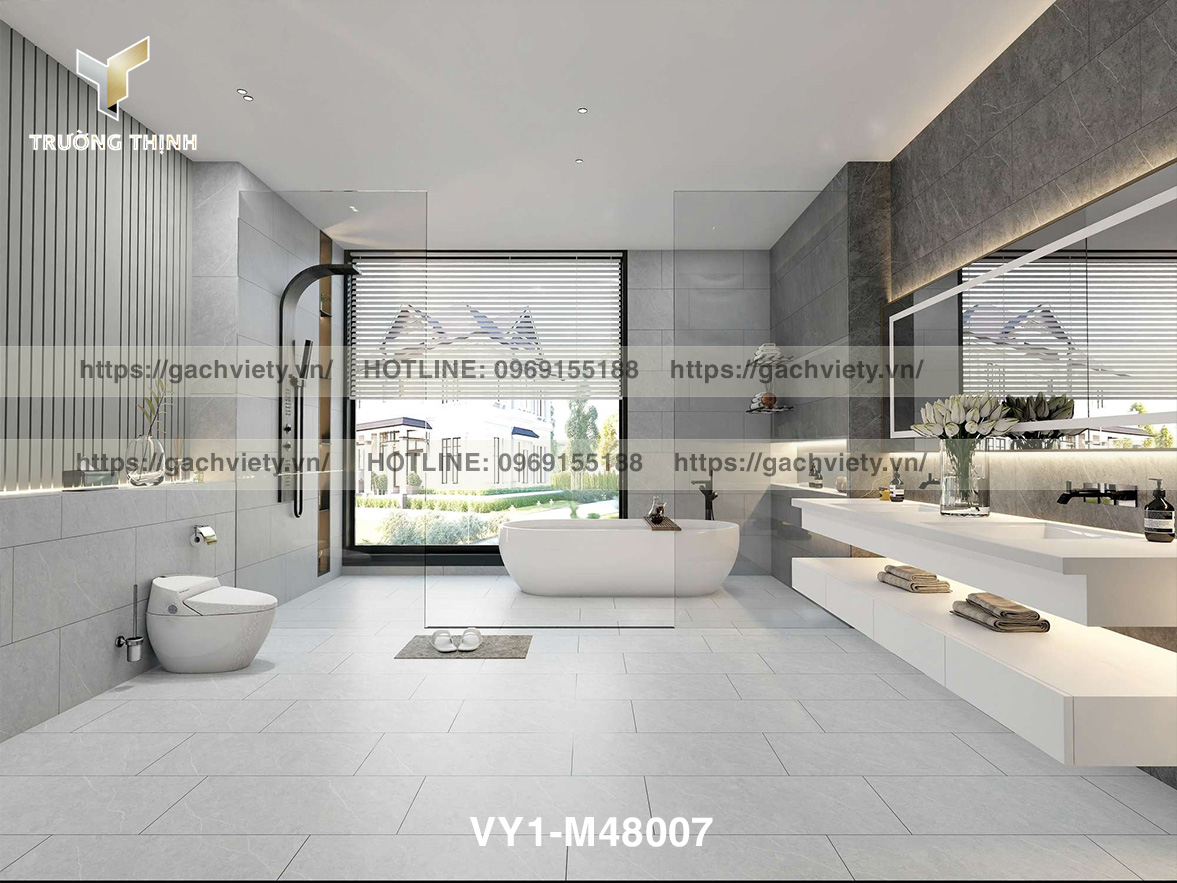 Mẫu gạch ốp lát phòng tắm Việt Ý chống trơn dễ vệ sinh 2026